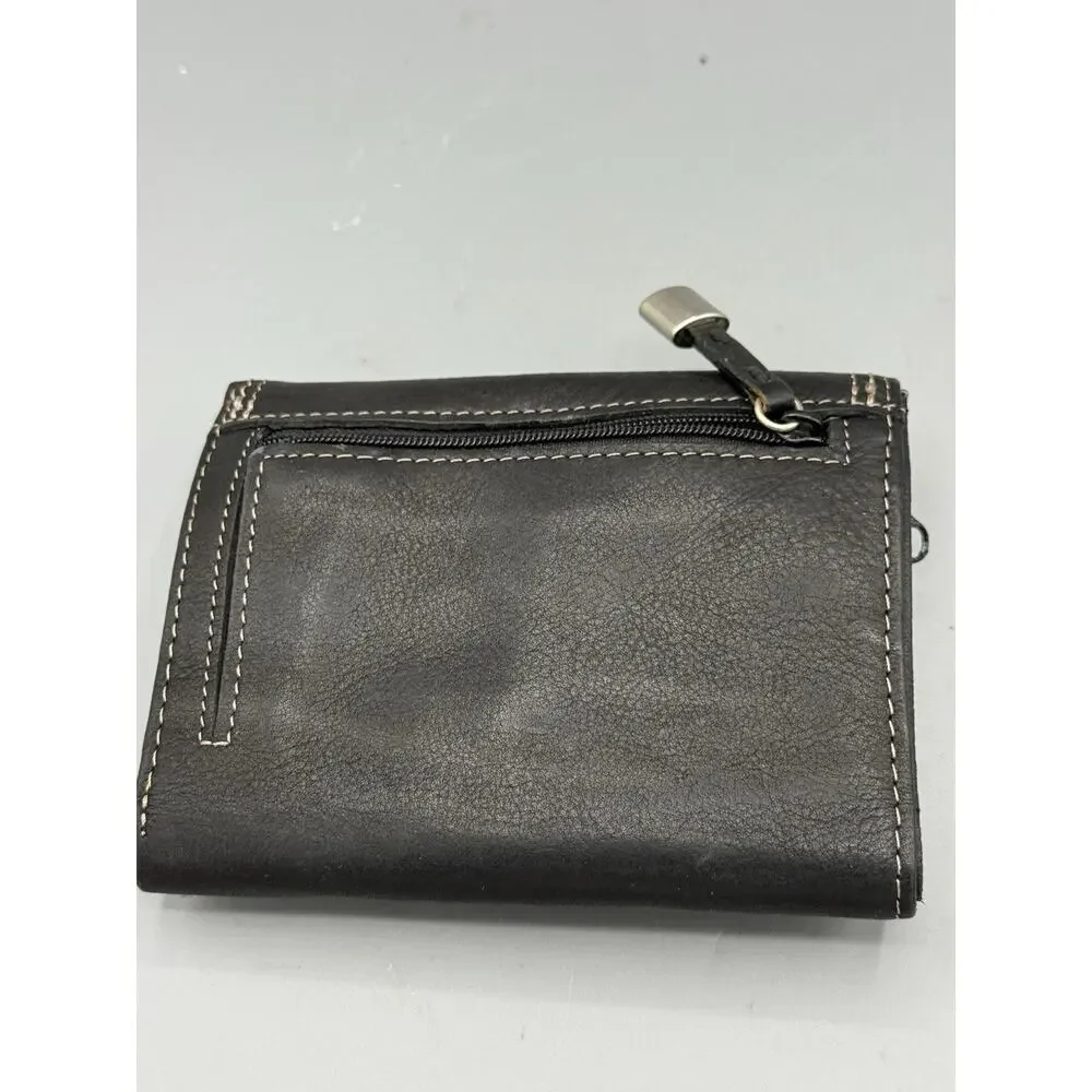 Sonoma Lifestyle Black Wallet Faux Leather Zip Coin Purse ID Window